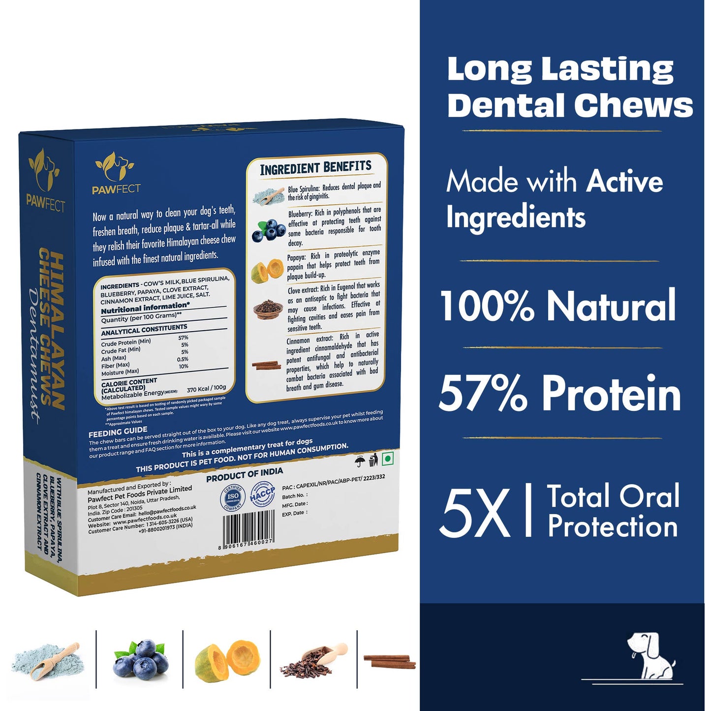 Himalayan Cheese Chews for Dogs - Dentamust Blueberry