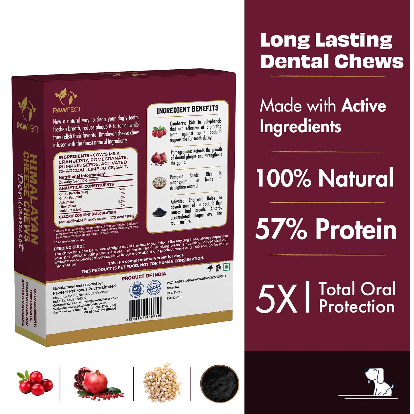 Himalayan Cheese Chews for Dogs - Dentamust Cranberry