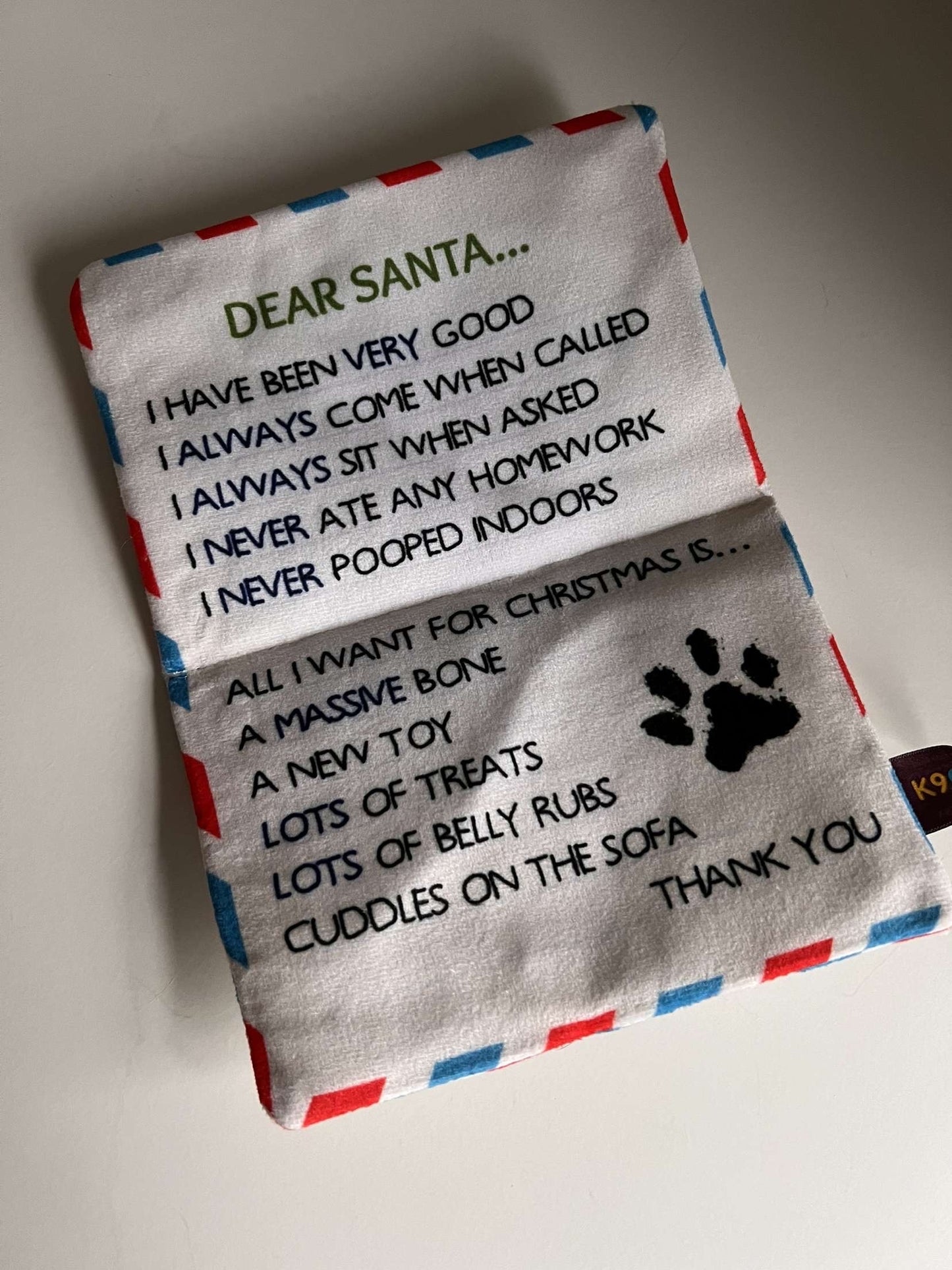 Letter to Santa crinkle toy