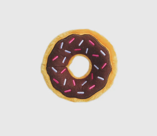 Chocolate doughnut squeaky toy